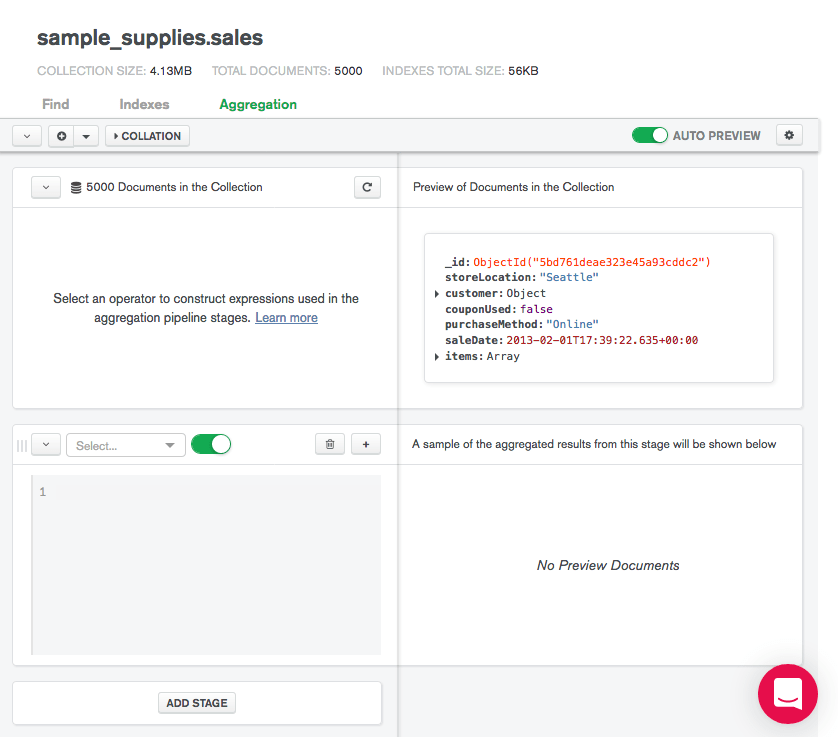 NodeJS MongoDB Aggregation - Create Aggregation View